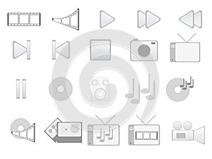 Gray multimedia icons