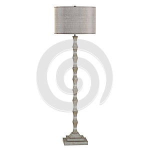 Gray night floor lamp on a metallic base on a white background. 3d rendering