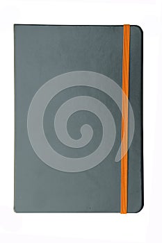gray note book with elastic band isolate on white background