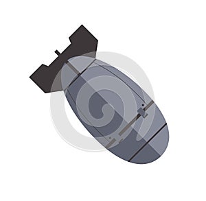 Gray nuke or nuclear bomb heading down. Flat vector illustration. Isolated on white background. photo