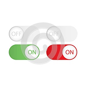 Gray Off green and red On radio switch button with shadows on a white background. Elements templates for website design