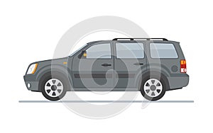 Gray off-road car on white background.