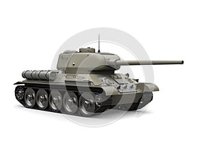 Gray old military tank - beauty shot