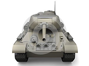 Gray old military tank - front view closeup shot