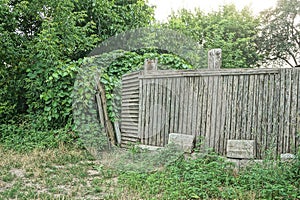 Gray old wooden fence wall