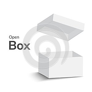 Gray open box on white background. open box with shadow. vector illustration