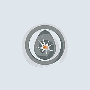 Gray Orange Cracked Eggshell Round Icon