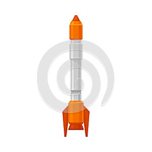 Gray with orange missile. Vector illustration on a white background.