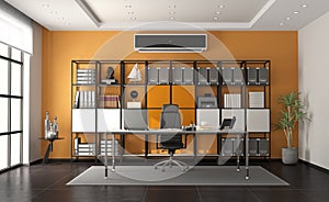Gray and orange modern office