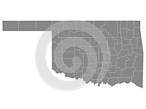Counties Map of US State of Oklahoma