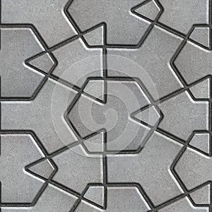 Gray Paving Slabs Built of Crossed Pieces a
