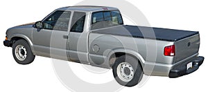 Gray Pick Up Truck, Tonneau Cover Isolated photo