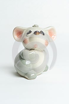 Gray piggy bank toy made of porcelain glass mouse