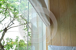 grey pillow put on bed in the room