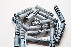 Gray plastic dowels for wall mounting