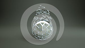 Gray platonic ball with glowing core 3D rendering