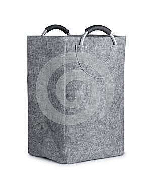 Gray polyester laundry bag with carrying handles