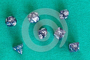 Gray polyhedral dices for Dungeons and Dragons