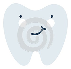 Gray proud tooth Emoji Icon. Cute tooth character. Object Medicine Symbol flat Vector Art. Cartoon element for kids