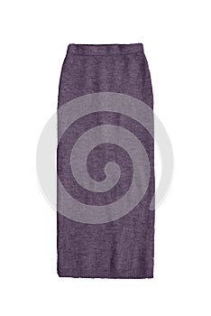 Gray purple knit skirt isolated on white background