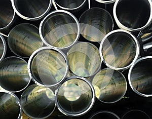 Gray PVC pipes stacked