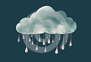Šedá déšť oblak kapání dešťové kapky ilustrace 