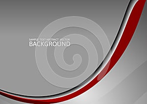 Gray and red curve abstract vector background with copy space