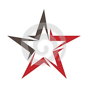 gray and red star logo template