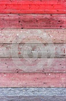 Gray and red weathered boards