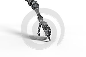 Gray robot arm on white background