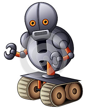 Gray robot cartoon isolated on white background