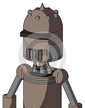 Gray Robot With Dome Head And Vent Mouth And Black Visor Cyclops And Spike Tip