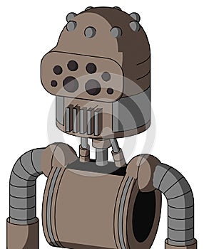 Gray Robot With Dome Head And Vent Mouth And Bug Eyes