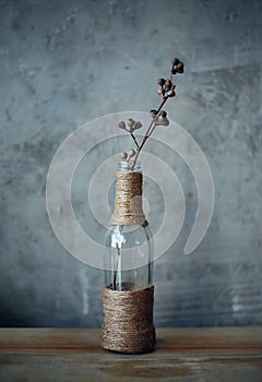 Gray Rope vase stilllife copper flower Ornament Glass bottles photo