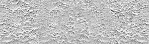 Gray rough concrete wall panoramic texture. Textured cement plaster surface. Grey backdrop. Wide grunge abstract background