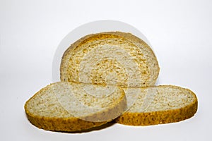 Gray rye bread with bran, sliced, closeup