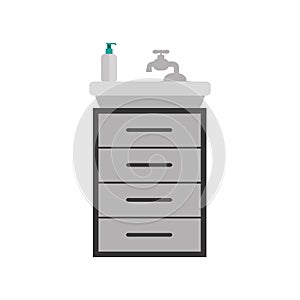 gray scale silhouette washstand with small furniture