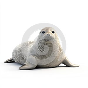 Adorable Seal Pup Resting on White Background photo