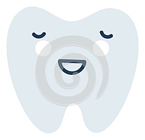 Gray shy tooth Emoji Icon. Cute tooth character. Object Medicine Symbol flat Vector Art. Cartoon element for dental