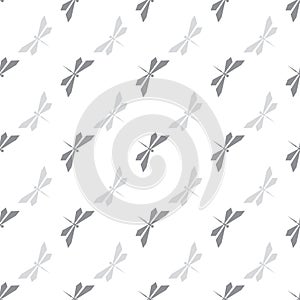 gray silhouette dragonfly seamless repeat pattern