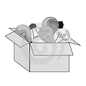 gray silhouette packcage hanging bulbs with filaments