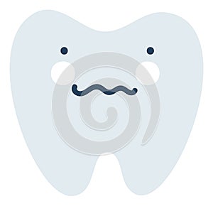 Gray silly tooth Emoji Icon. Cute tooth character. Object Medicine Symbol flat Vector Art. Cartoon element for dental