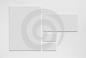 Gray simple stationery mock-up template on white