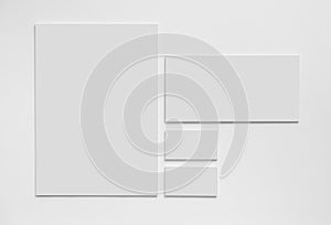 Gray simple stationery mock-up template on white photo