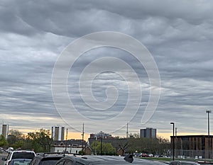 Gray sky of a big city photo