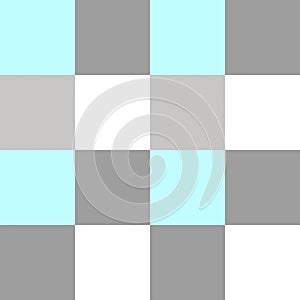 Gray Sky Blue White Large Seamless French Checkered Pattern. Big Colorful Fabric Check Pattern Background. Classic Checker Pattern