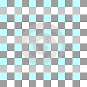 Gray Sky Blue White Seamless French Checkered Pattern. Colorful Fabric Check Pattern Background. Classic Checker Pattern Design