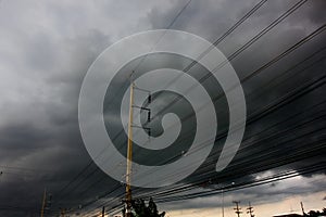 gray sky before typhoon or hurricane or tornado big storm come.