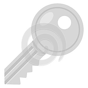 Gray Small Key Flat Icon Isolated on White