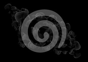 Gray smoke on a black background. 3d illustration, 3d rendering